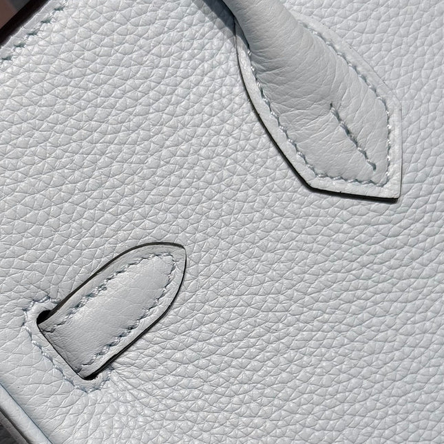 HERMES 25S MEDIUM BIRKIN 25 IN CLOUD BLUE CALFSKIN SILVER HARDWARE