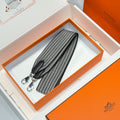 25S HERMES BAG STRAP GRAY AND BLACK PATTERN 85 IN CANVAS SILVER HARDWARE
