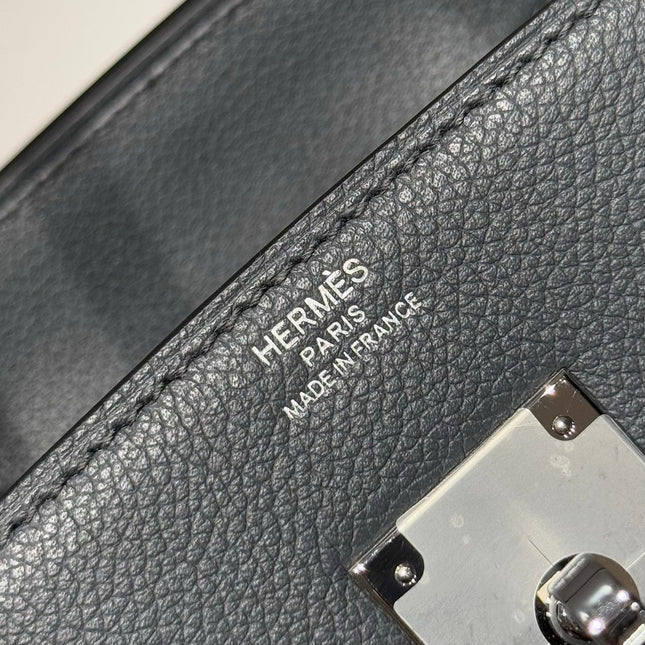 HERMES 25S SHOULDER BIRKIN 29 IN HAZE GRAY CALFSKIN SILVER HARDWARE