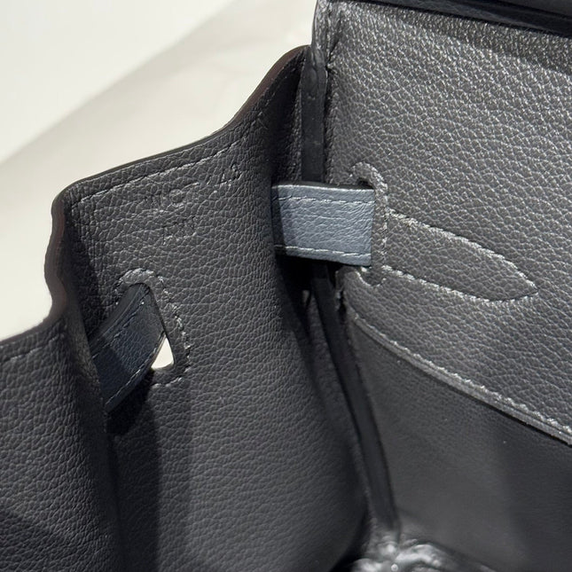 HERMES 25S SHOULDER BIRKIN 29 IN HAZE GRAY CALFSKIN SILVER HARDWARE