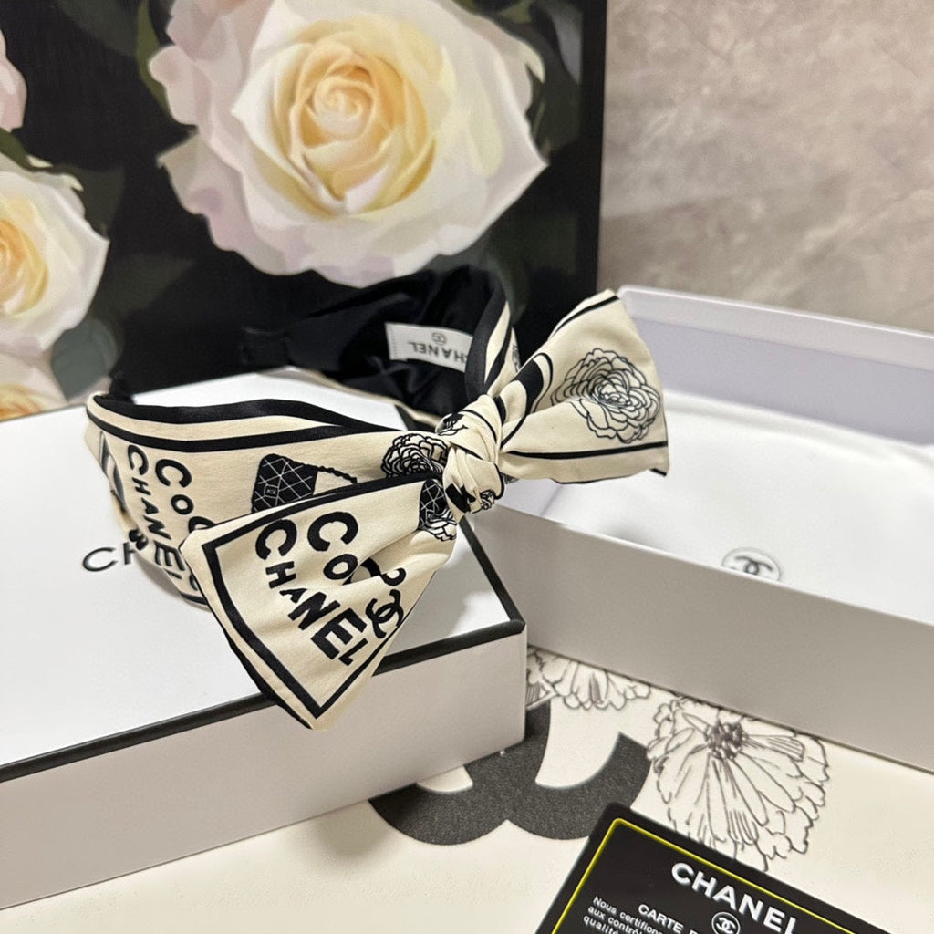 WHITE MIX BLACK SILK HEADBAND 168589