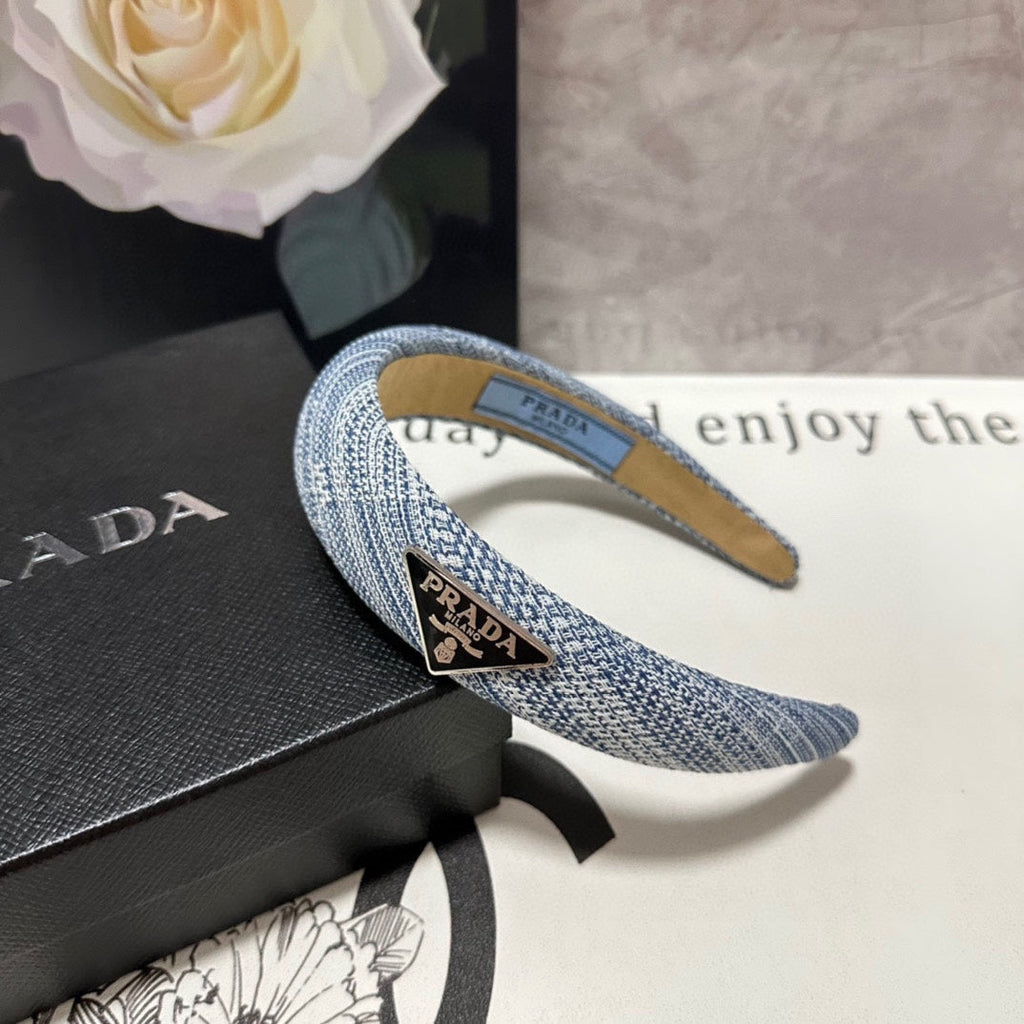 THICK HEADBAND IN BLUE MIX WHITE KNITTED FABRIC 432807