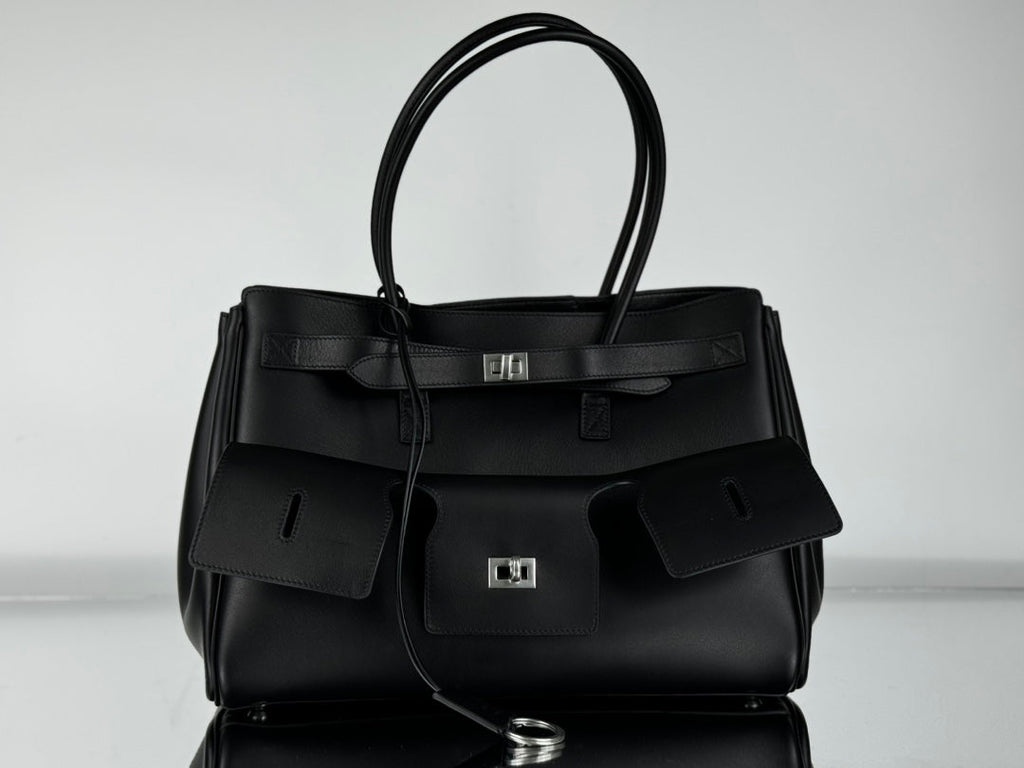 BEL AIR CARRY ALL BAG 37 IN BLACK NAPPA LAMBSKIN SILVER HARDWARE