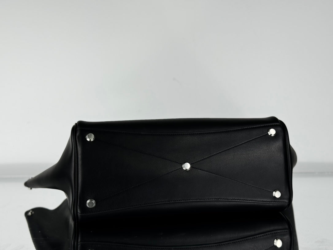 BEL AIR CARRY ALL BAG 37 IN BLACK NAPPA LAMBSKIN SILVER HARDWARE