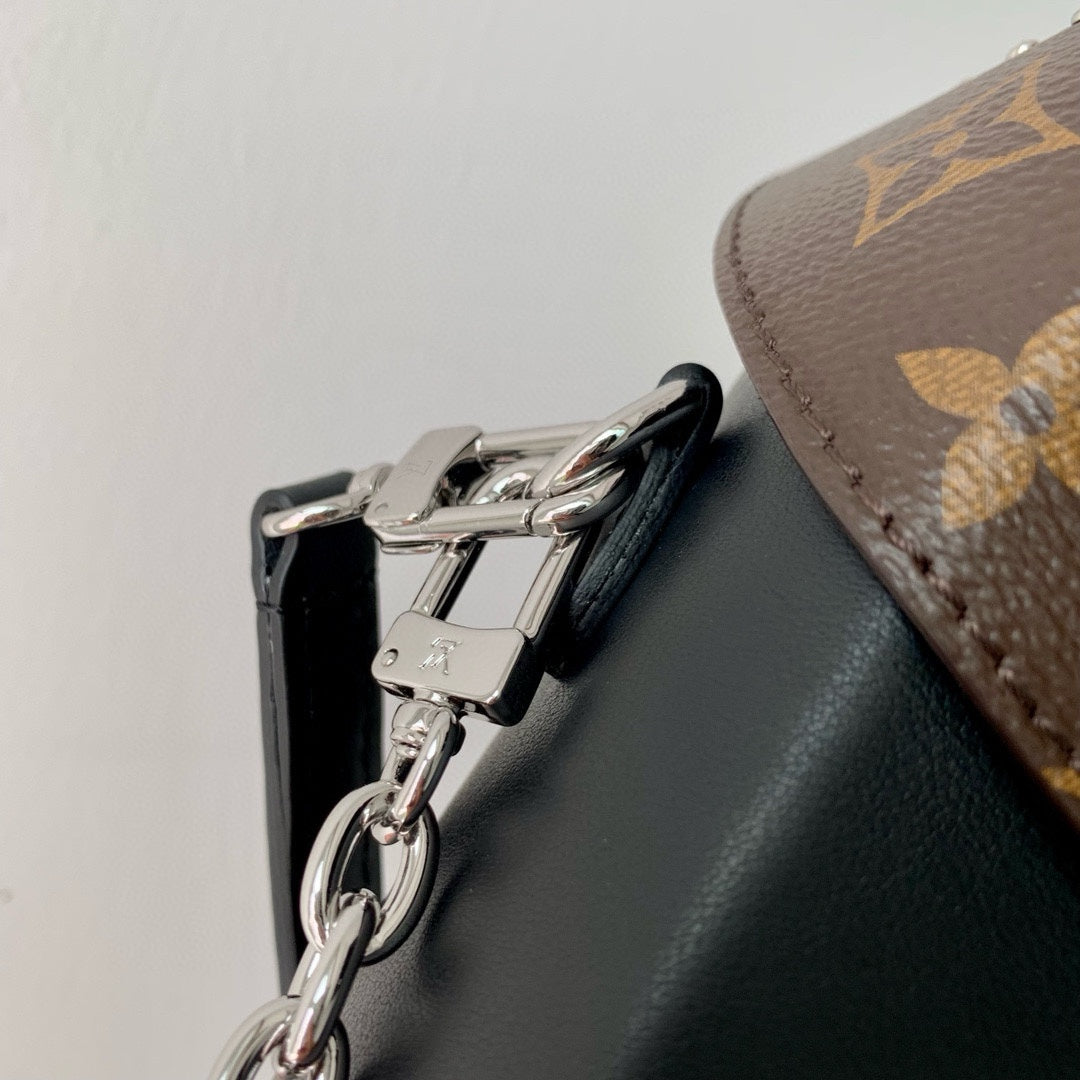 CAMERA BOX VIVE BAG 17 IN BLACK MONOGRAM CALFSKIN SILVER-TONE METALLIC