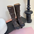 MIUMIU 25S ARMY BOOTS IN DARK BROWN SUEDE