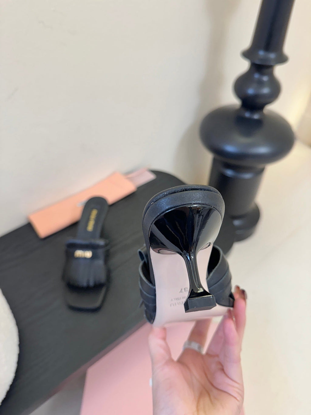 MIUMIU 26S HIGH-HEEL SANDALS 40MM IN BLACK CALFSKIN