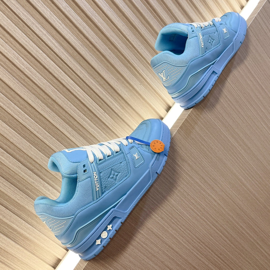 LV 26S LOW TOP SNEAKERS IN LIGHT BLUE EMBOSSED MONOGRAM CALFSKIN