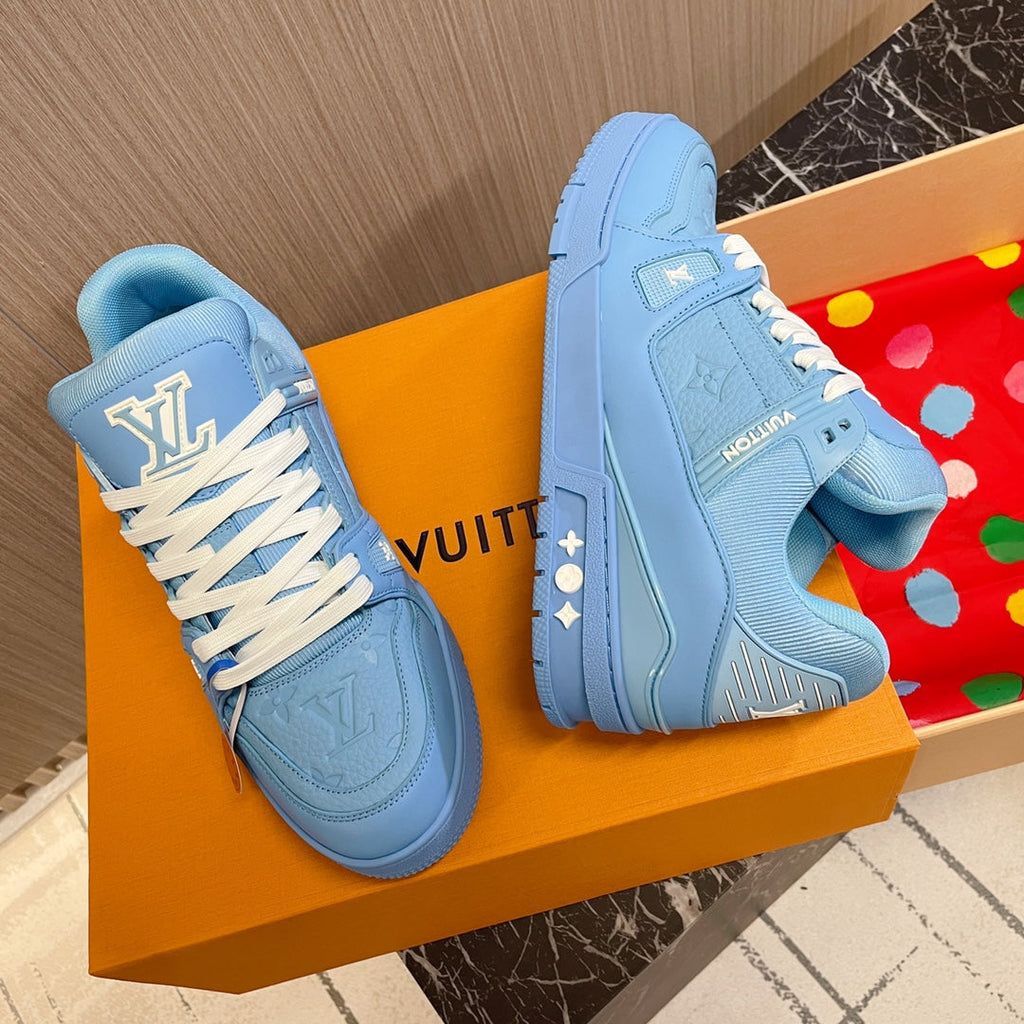 LV 26S LOW TOP SNEAKERS IN LIGHT BLUE EMBOSSED MONOGRAM CALFSKIN