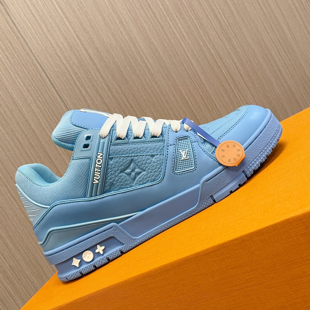LV 26S LOW TOP SNEAKERS IN LIGHT BLUE EMBOSSED MONOGRAM CALFSKIN