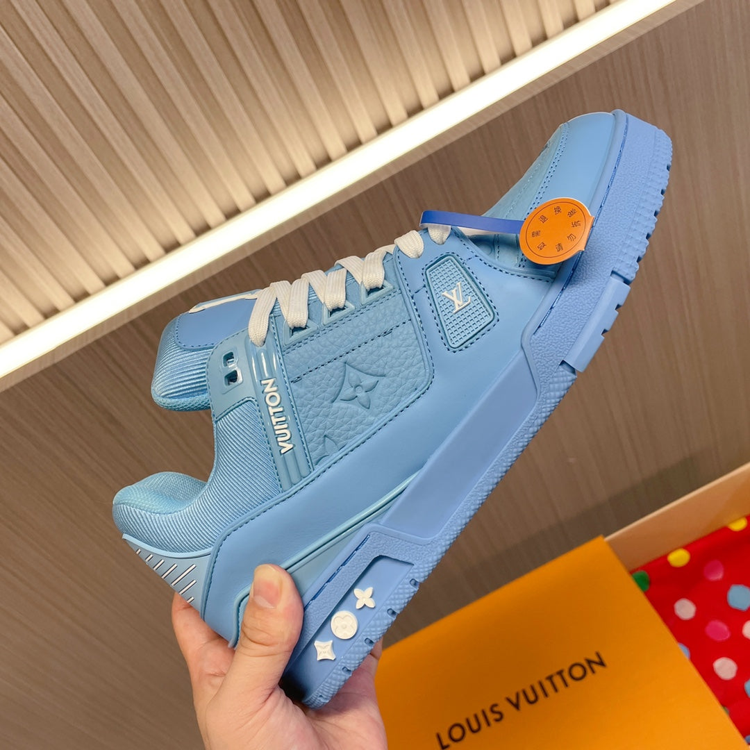 LV 26S LOW TOP SNEAKERS IN LIGHT BLUE EMBOSSED MONOGRAM CALFSKIN