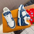 LV 26S LOW TOP SNEAKERS IN BLUE MONOGRAM DENIM AND WHITE CALFSKIN