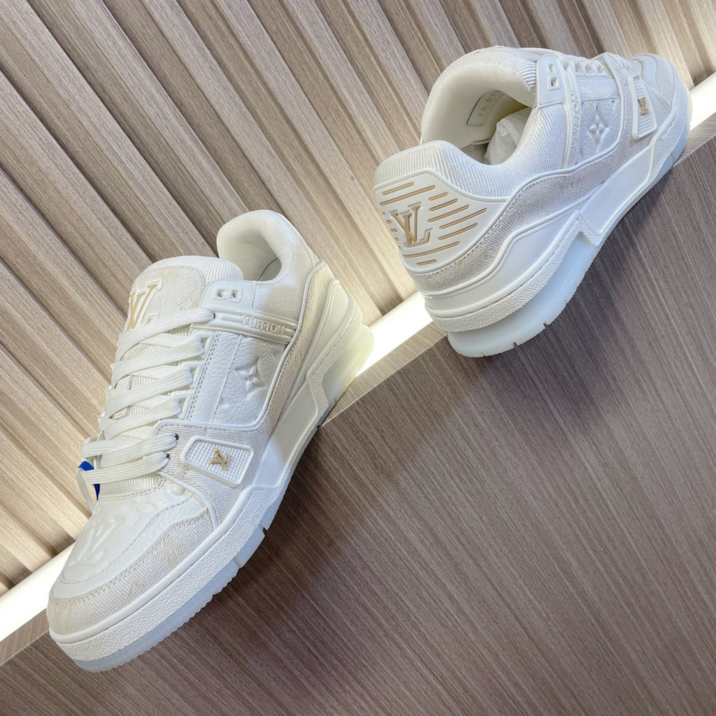 LV 26S LOW TOP SNEAKERS IN WHITE MONOGRAM DENIM AND CALFSKIN
