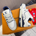 LV 26S LOW TOP SNEAKERS IN WHITE NAVY CALFSKIN WITH MONOGRAM SOLE DETAIL