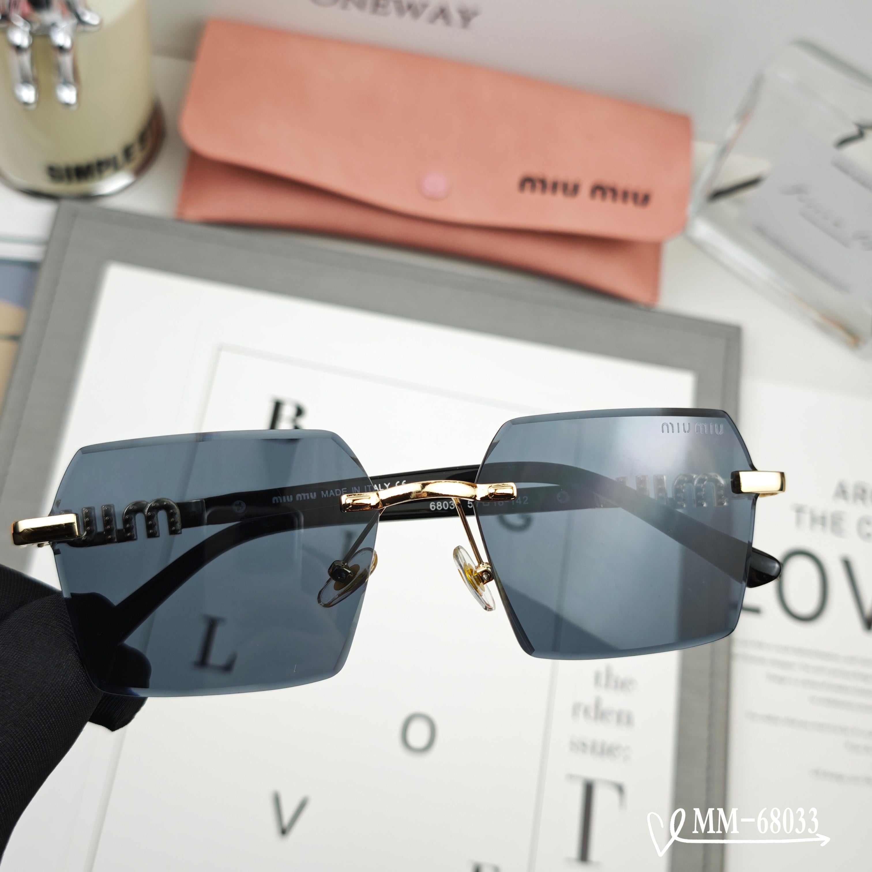 LOGO SQUARE SUNGLASSES 68033 IN METAL