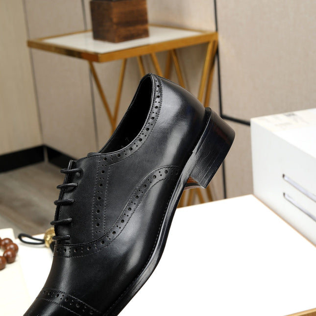 HM OXFORD LACE-UP BLACK WITH PATTERN CALFSKIN