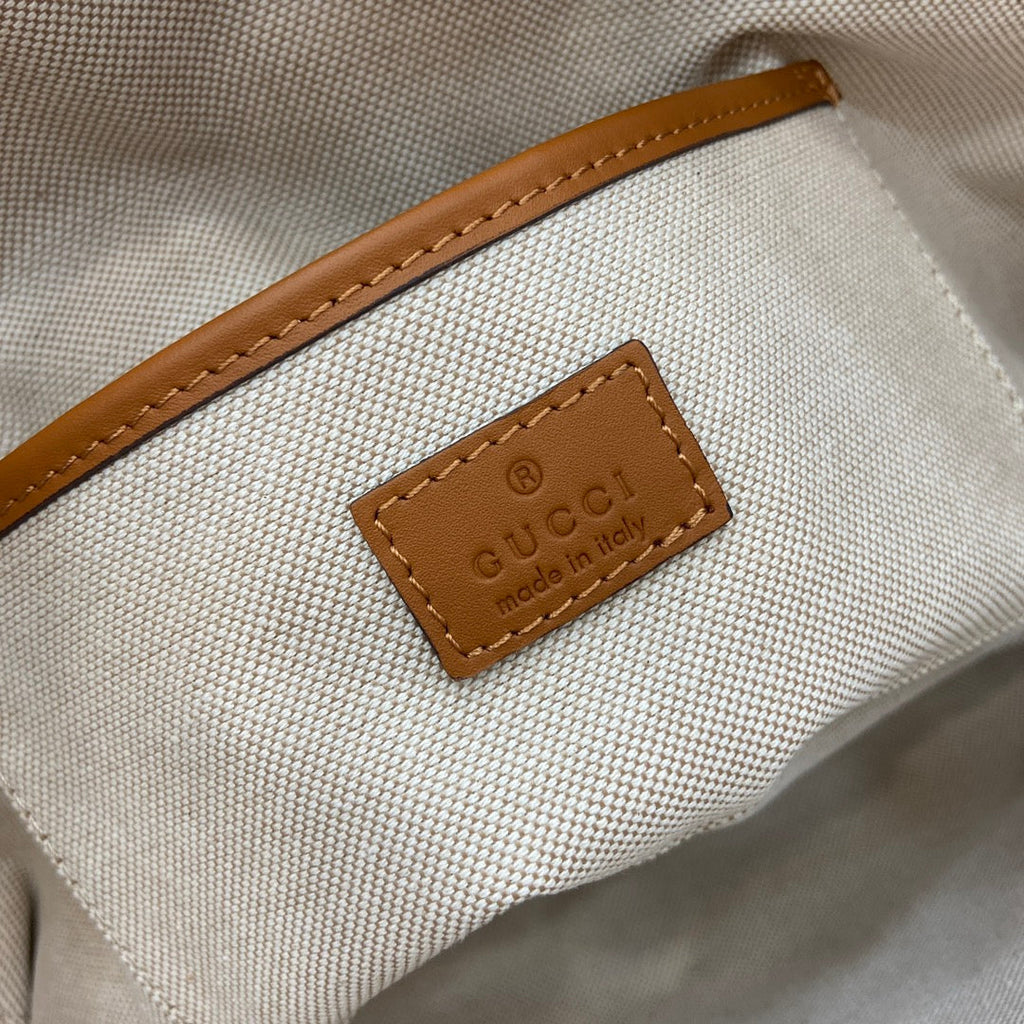 SMALL 35 STRAW-EFFECT TOTE BROWN MIX BEIGE