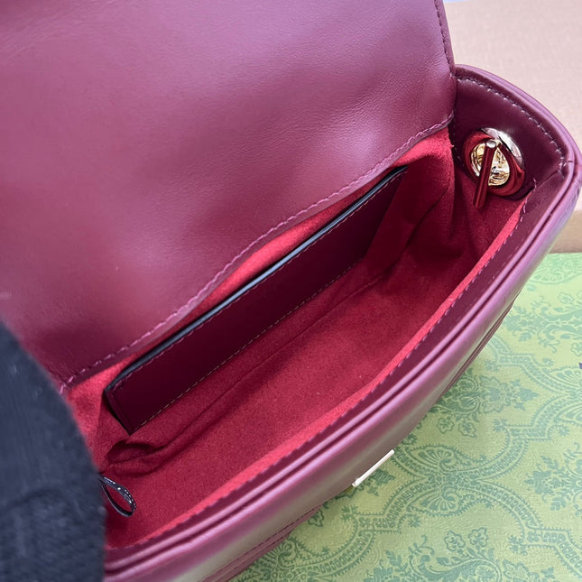 GG MARMONT 13 MINI TOP HANDLE BAG ROSSO ANCORA RED CALFSKIN