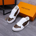 LV TRAINER SHOES IN WHITE MIX BROWN DAMIER CALFSKIN