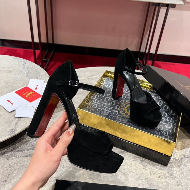 SANDALOO PLATFORM SANDALS 130MM IN BLACK VELVET