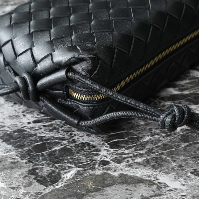 BOTTEGA VENETA KNOT CROSSBODY BAG 17 IN BLACK CALFSKIN