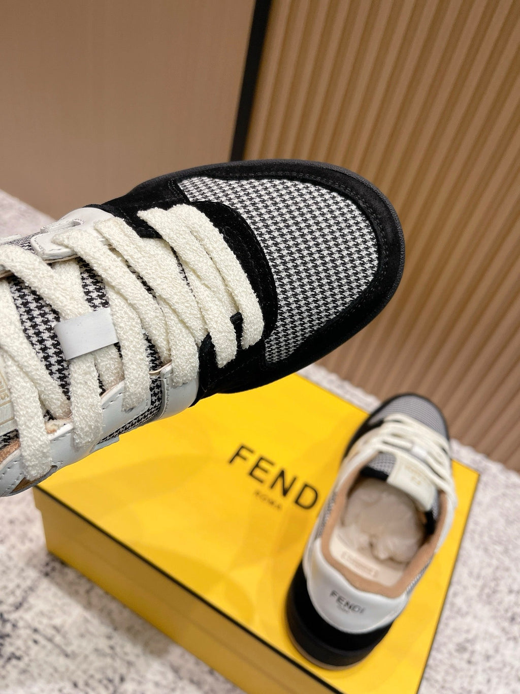 FENDI 25S MATCH SNEAKERS IN BLACK SUEDE MIX WHITE CALFSKIN STYLE 4