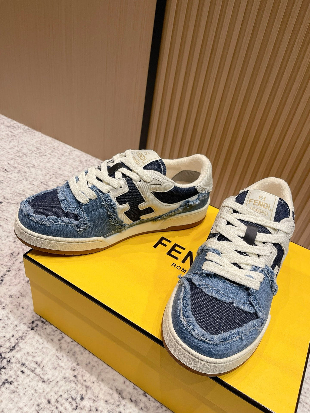 FENDI 25S MATCH SNEAKERS IN BLUE DENIM STYLE 1