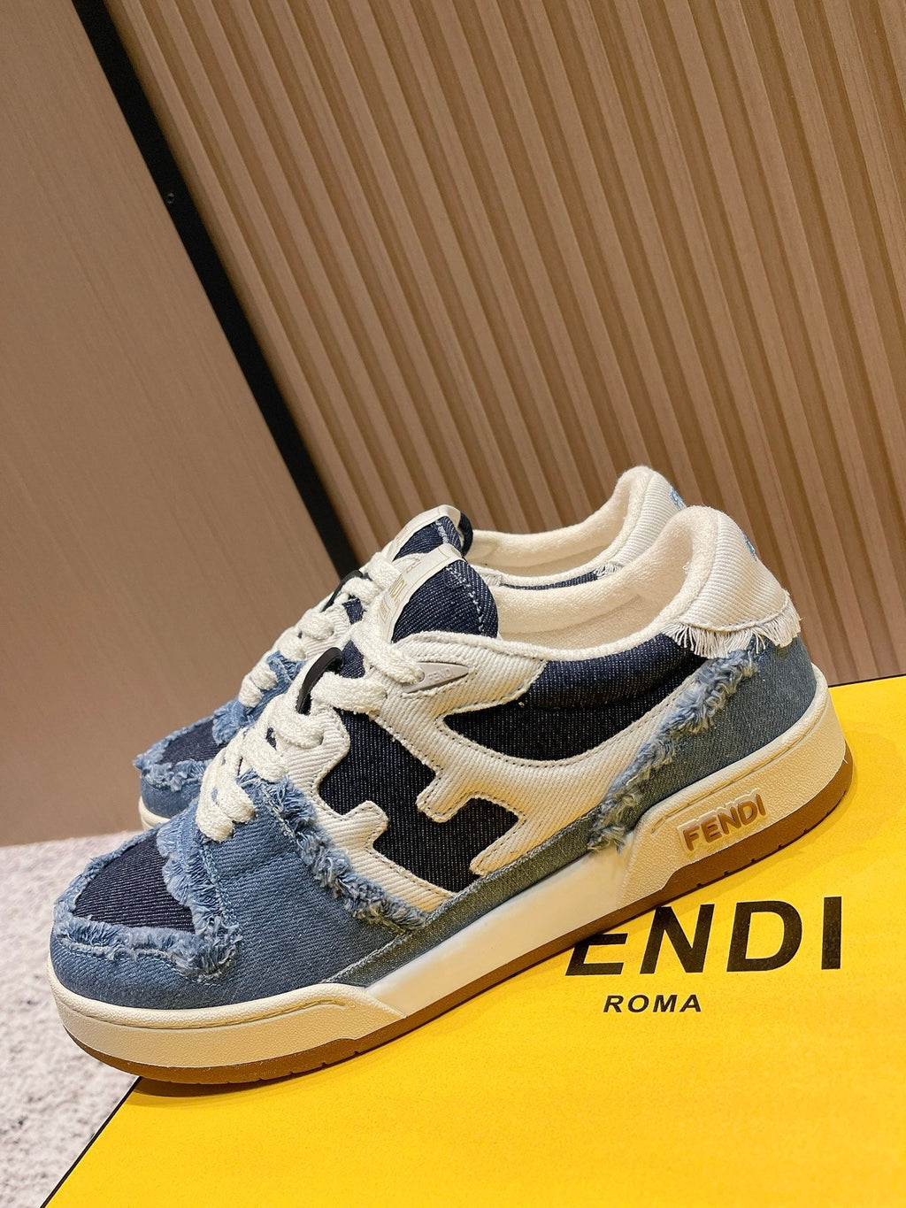 FENDI 25S MATCH SNEAKERS IN BLUE DENIM STYLE 1
