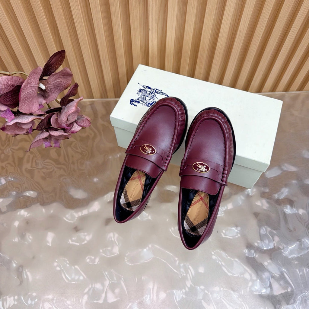 BURBERRY 26S LOAFERS IN DARK RED CALFSKIN