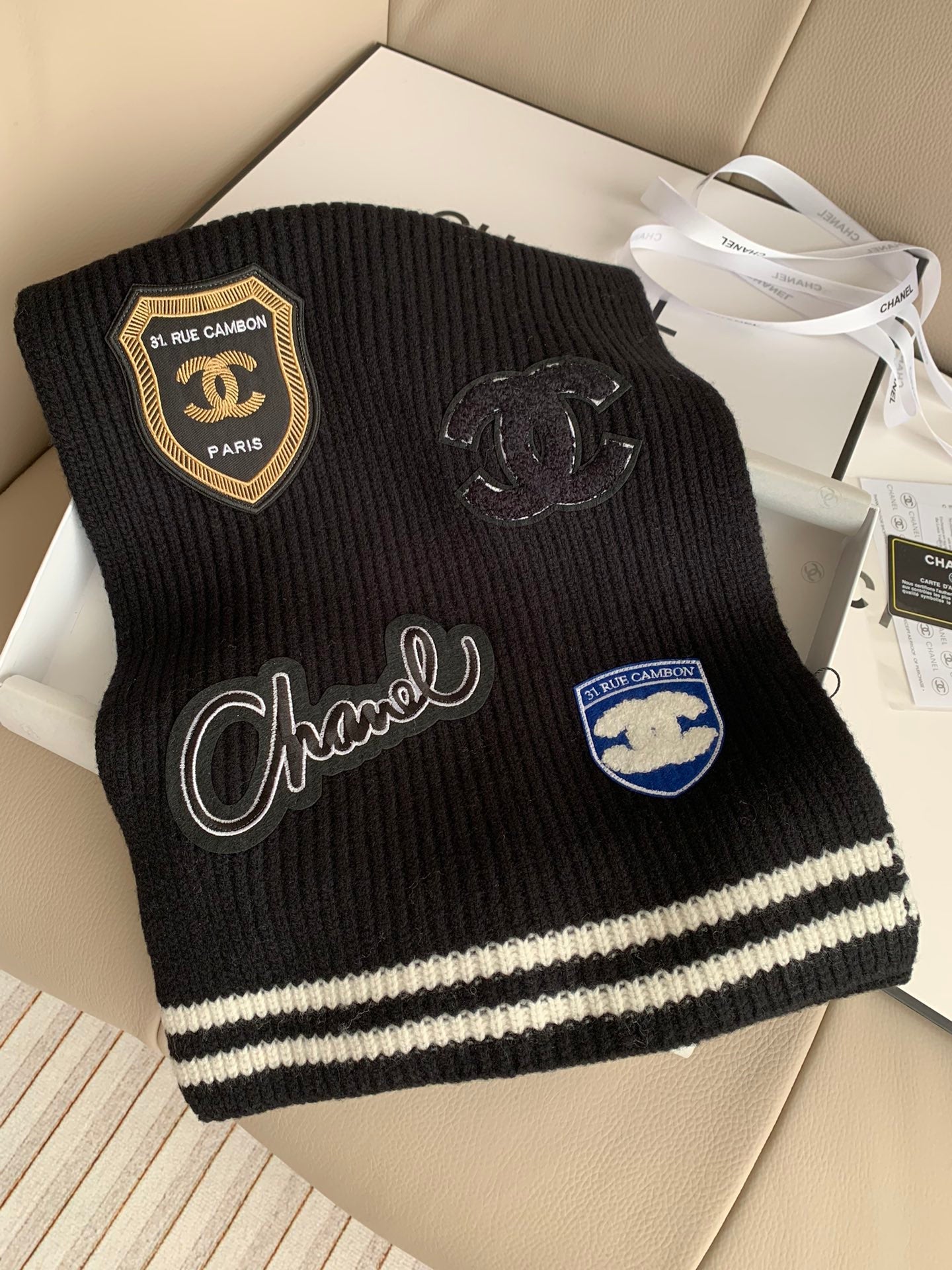 SCARF 200 CM IN BLACK PURE CASHMERE WITH STICKER 392881