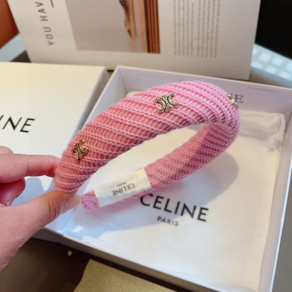 BRIGHT PINK WOOL FABRIC HAIRBAND 402915