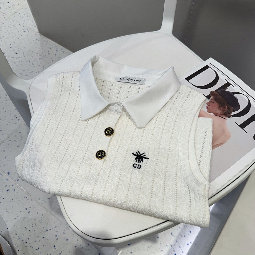 POLO TANK TOP 610337 IN WHITE COTTON RIBBED