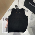CAMISOLE 627710 IN BLACK COTTON RIBBED KNIT