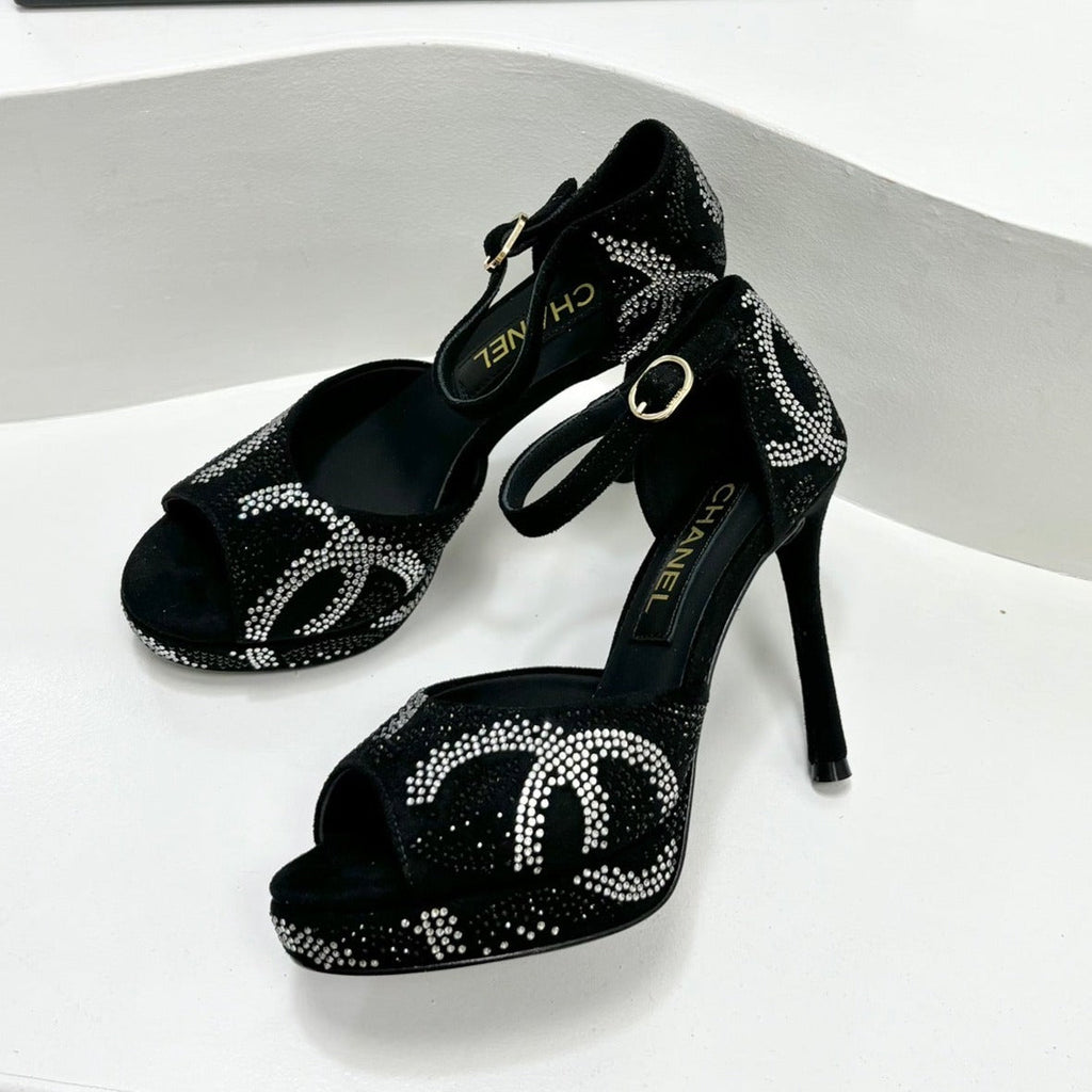 HIGH HEELS ONE STRAP IN BLACK GOATSKIN