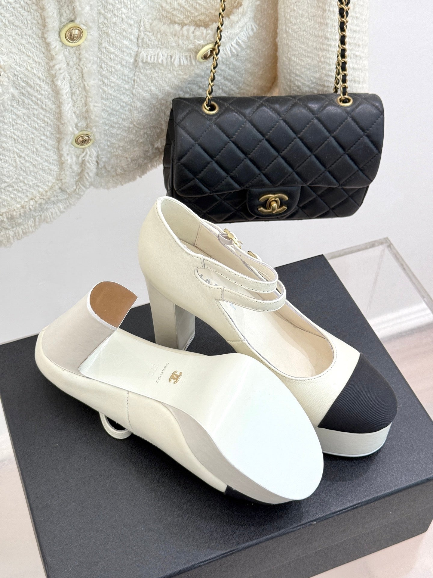 FLATFORM SANDAL 110 MM IN WHITE CALFSKIN