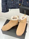 ALAIA 26S SNOW BOOTS IN DARK BEIGE SUEDE AND WOOL