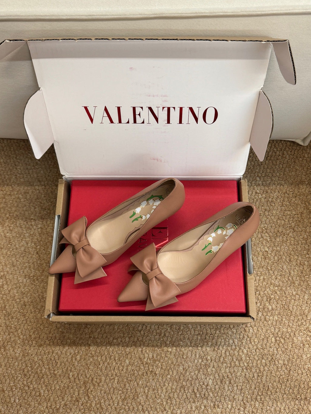 VALENTINO 26S HIGH HEEL SHOES IN NUDE PINK CALFSKIN WITH BOW