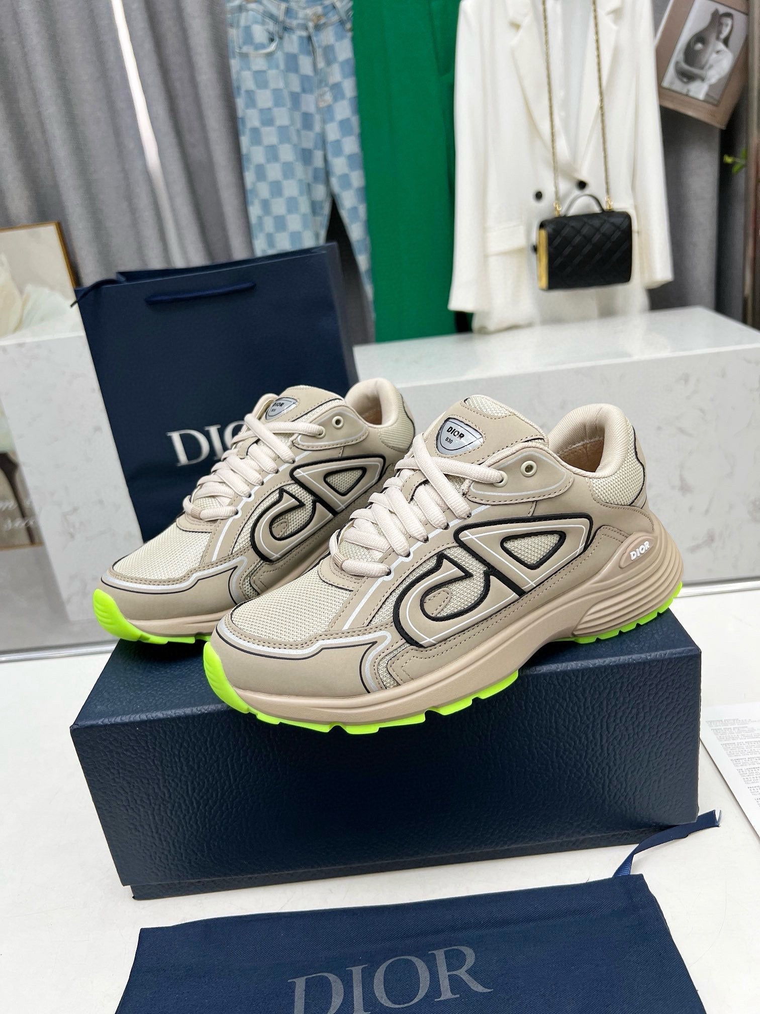 CD B30 SNEAKER KHAKI MESH FABRIC