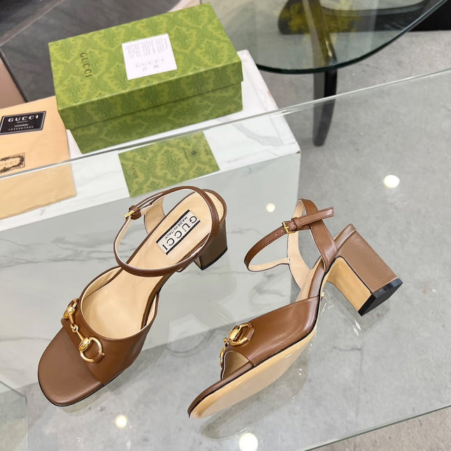 GG HIGH HEELS SANDALS 60 IN BROWN LAMBSKIN