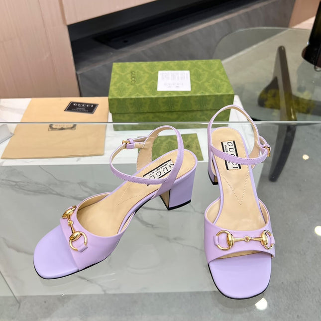 GG HIGH HEELS SANDALS 60 IN PURPLE LAMBSKIN