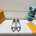 LV 26S BALLET FLATS IN SILVER MONOGRAM CALFSKIN WITH BOW