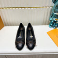 LV 26S BALLET FLATS IN BLACK MONOGRAM CALFSKIN WITH BOW