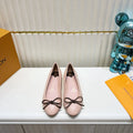 LV 26S BALLET FLATS IN LIGHT PINK MONOGRAM CALFSKIN WITH BOW