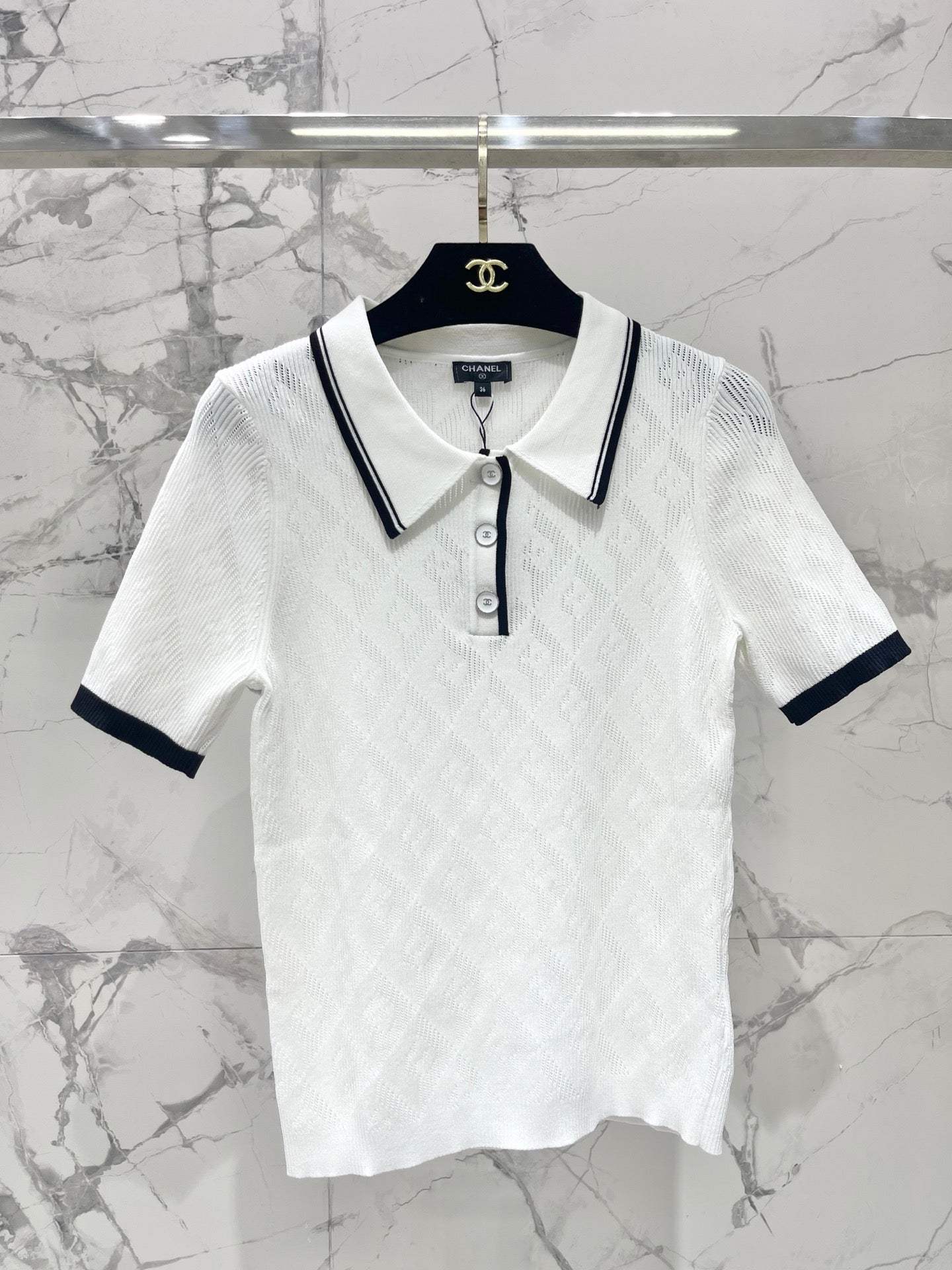 CHANEL 26S SHORT-SLEEVE KNIT POLO STYLE 1177