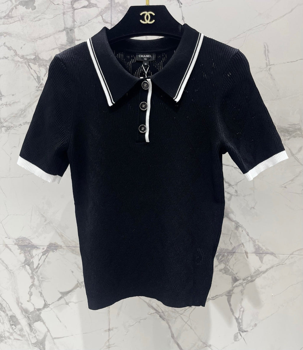 CHANEL 26S SHORT-SLEEVE KNIT POLO STYLE 1176