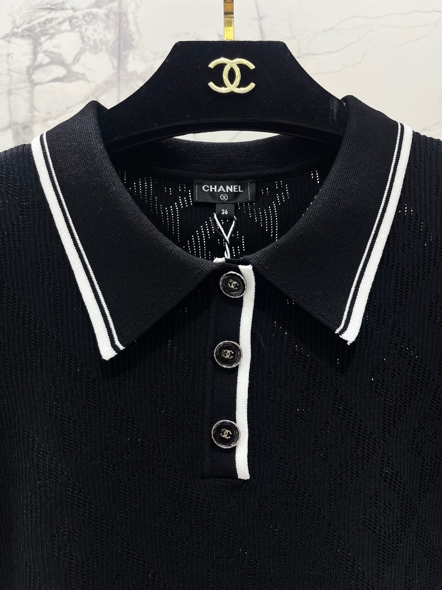 CHANEL 26S SHORT-SLEEVE KNIT POLO STYLE 1176