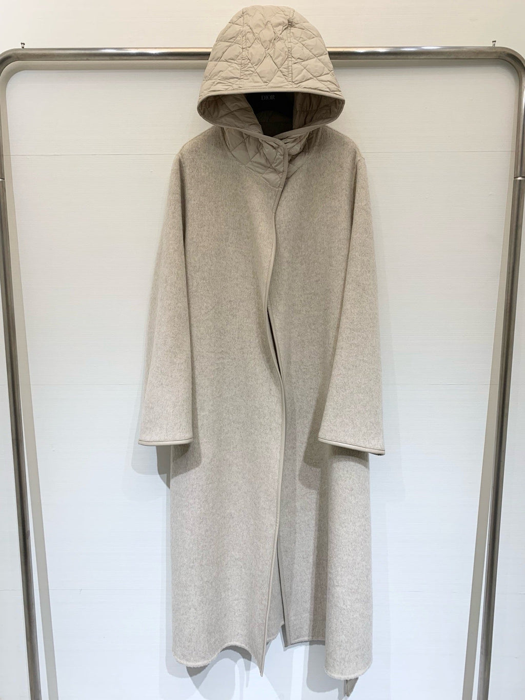HERMES 25S KNIT HOODED COAT WITH SHEARLING TRIM 216