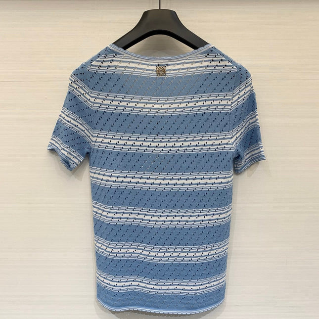 LOEWE 26S SHORT SLEEVE STRIPED KNIT TOP 524