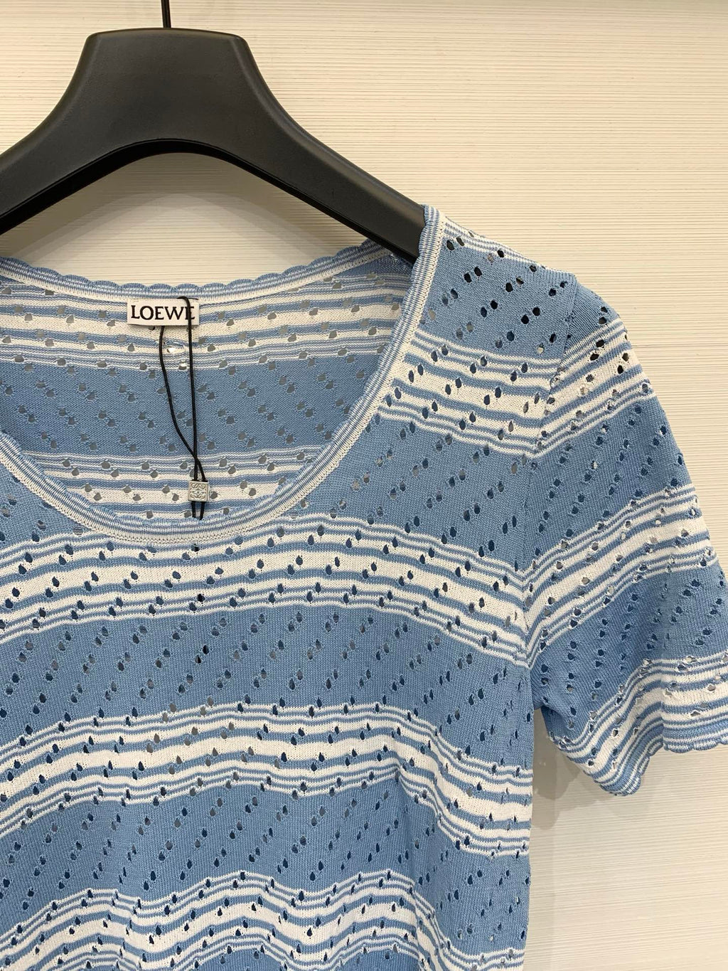 LOEWE 26S SHORT SLEEVE STRIPED KNIT TOP 524