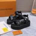 LV 26S CHAMELEON PLATFORM SANDALS 60MM IN BLACK DAMIER CHECKER CALFSKIN AND EVA